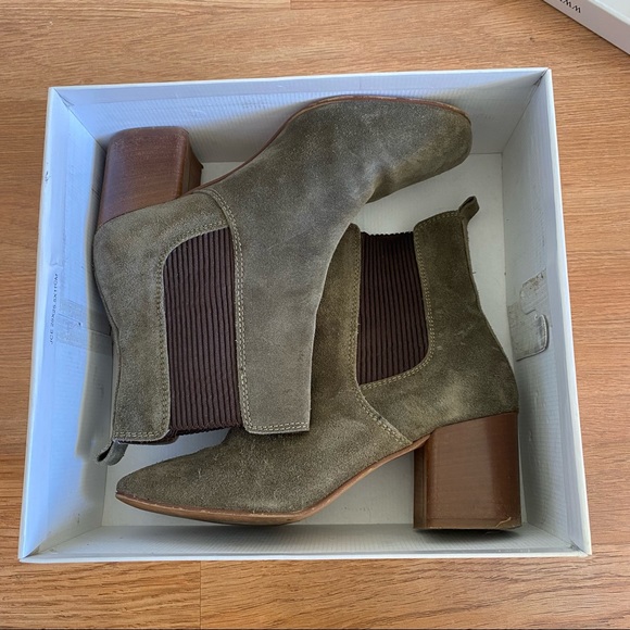 Steve Madden Joley Olive Suede Booties - Picture 6 of 8